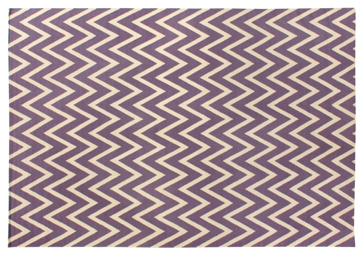 Exquisite Rugs Flatweave flatweave New Zealand Wool 3549 Purple/White 8' x 5' Area Rug