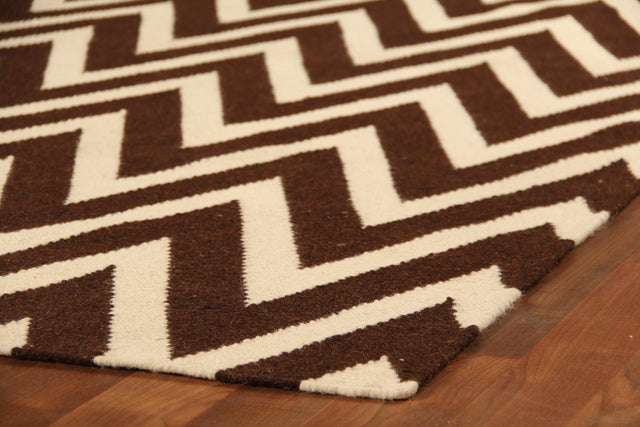 Exquisite Rugs Flatweave flatweave New Zealand Wool 3554 Mahogany/White 8' x 5' Area Rug