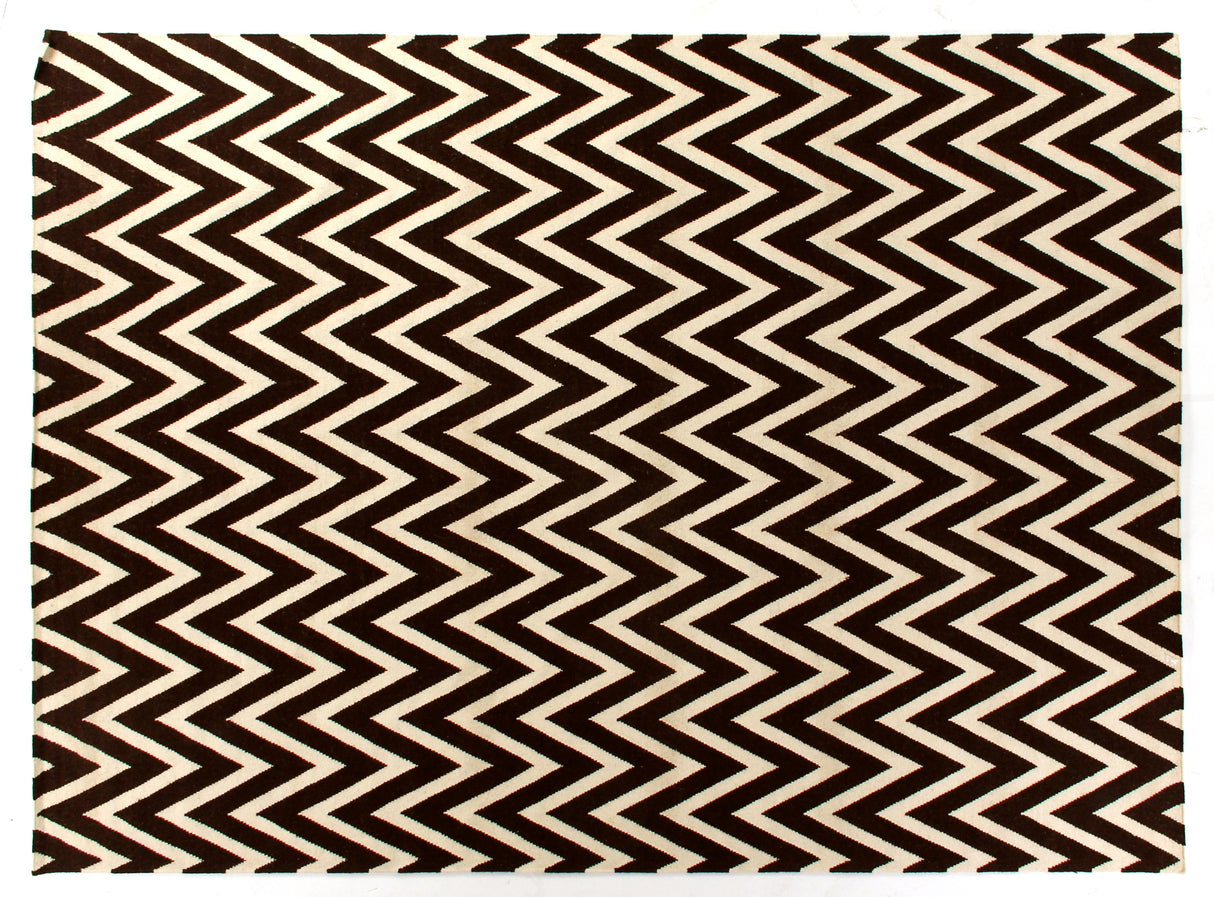 Exquisite Rugs Flatweave flatweave New Zealand Wool 3554 Mahogany/White 8' x 5' Area Rug