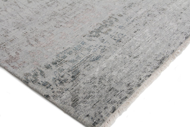 Exquisite Rugs Lexington hand-knotted Wool/Bamboo Silk 3737 Silver/Gray 10' x 8' Area Rug