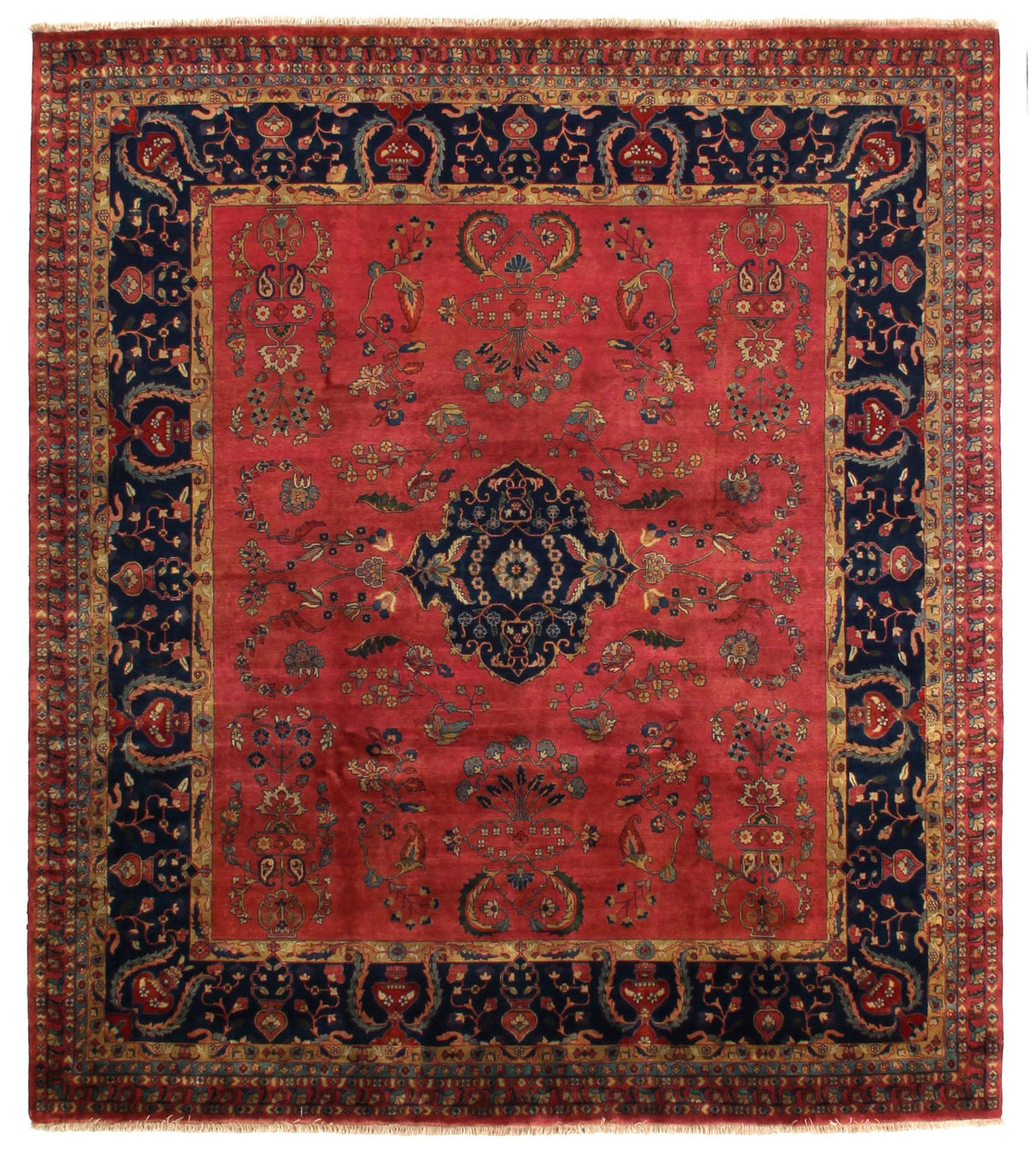 Exquisite Rugs Antique Weave Sarouk hand-knotted New Zealand Wool 4002 Red 10' x 9' Area Rug