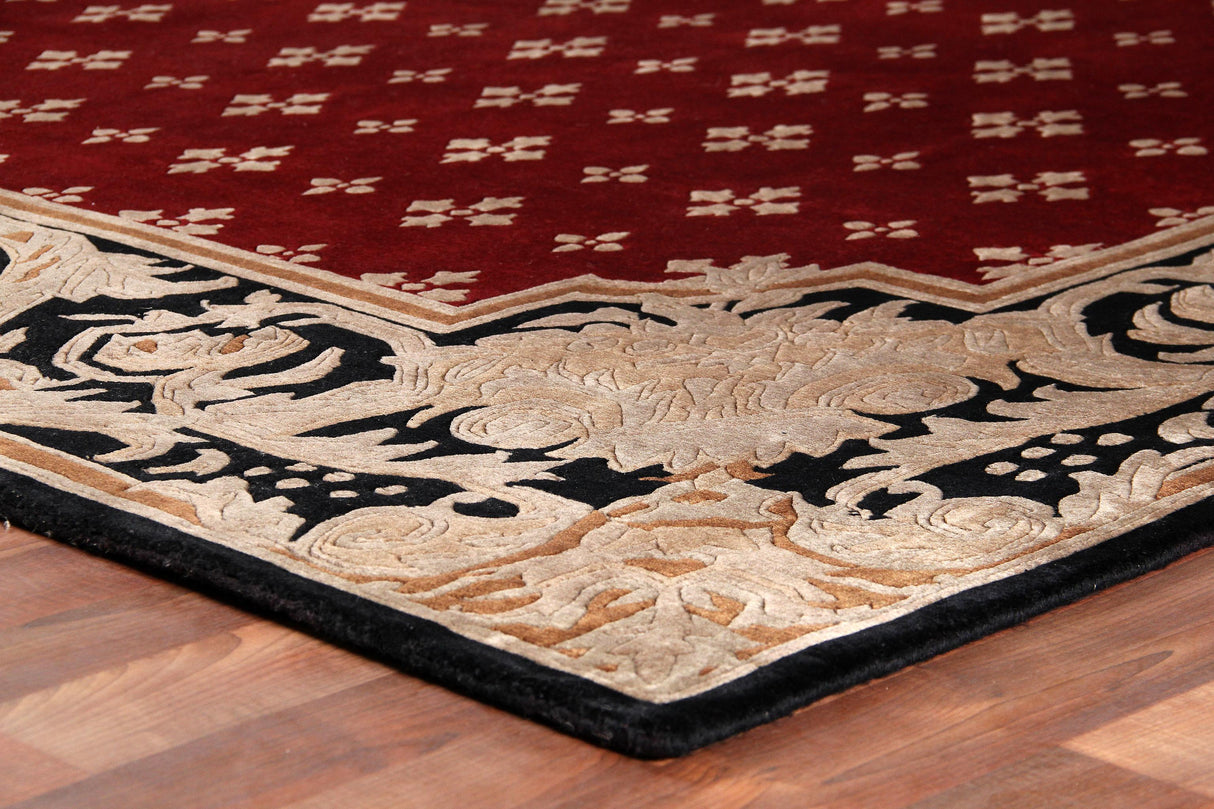 Exquisite Rugs Contemporary hand-knotted New Zealand Wool 4021 Red 6' x 6' Area Rug