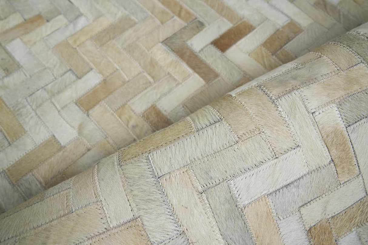Exquisite Rugs Mosaic Leather hand-tufted Leather Hide 4057 Light Beige 11' x 8' Area Rug