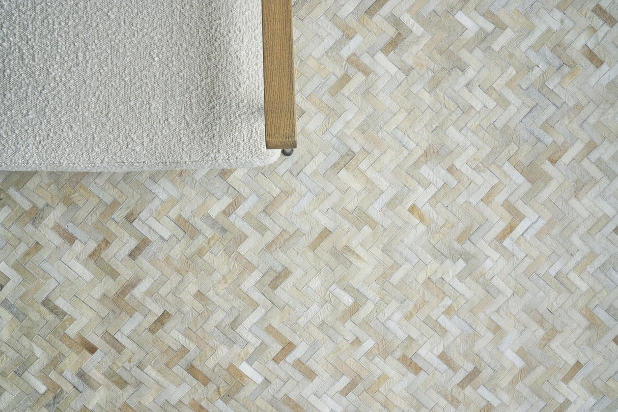 Exquisite Rugs Mosaic Leather hand-tufted Leather Hide 4057 Light Beige 11' x 8' Area Rug