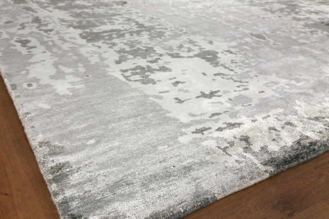 Exquisite Rugs Bamboo Silk hand-knotted Bamboo Silk 4526 Gray/Silver 14' x 3' Area Rug