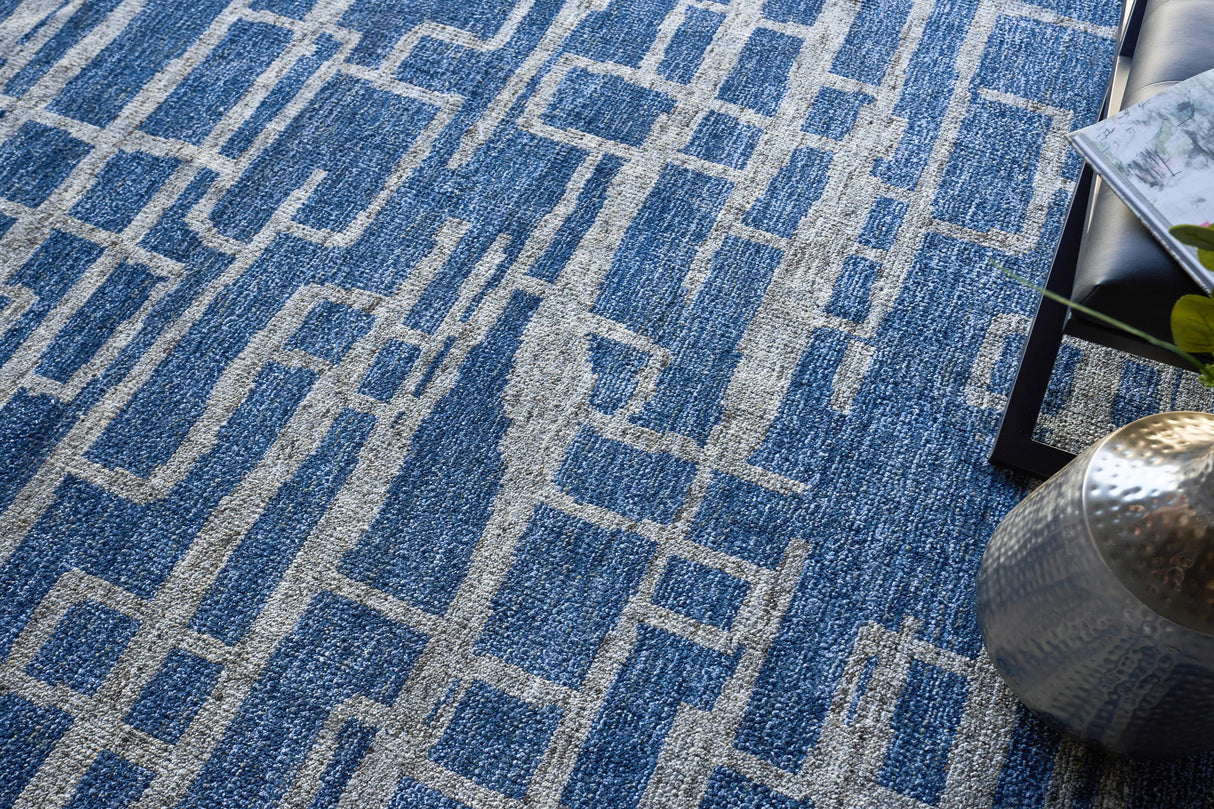 Exquisite Rugs Aldridge hand-knotted Wool/Bamboo Silk 4827 Blue/Gray 10' x 8' Area Rug