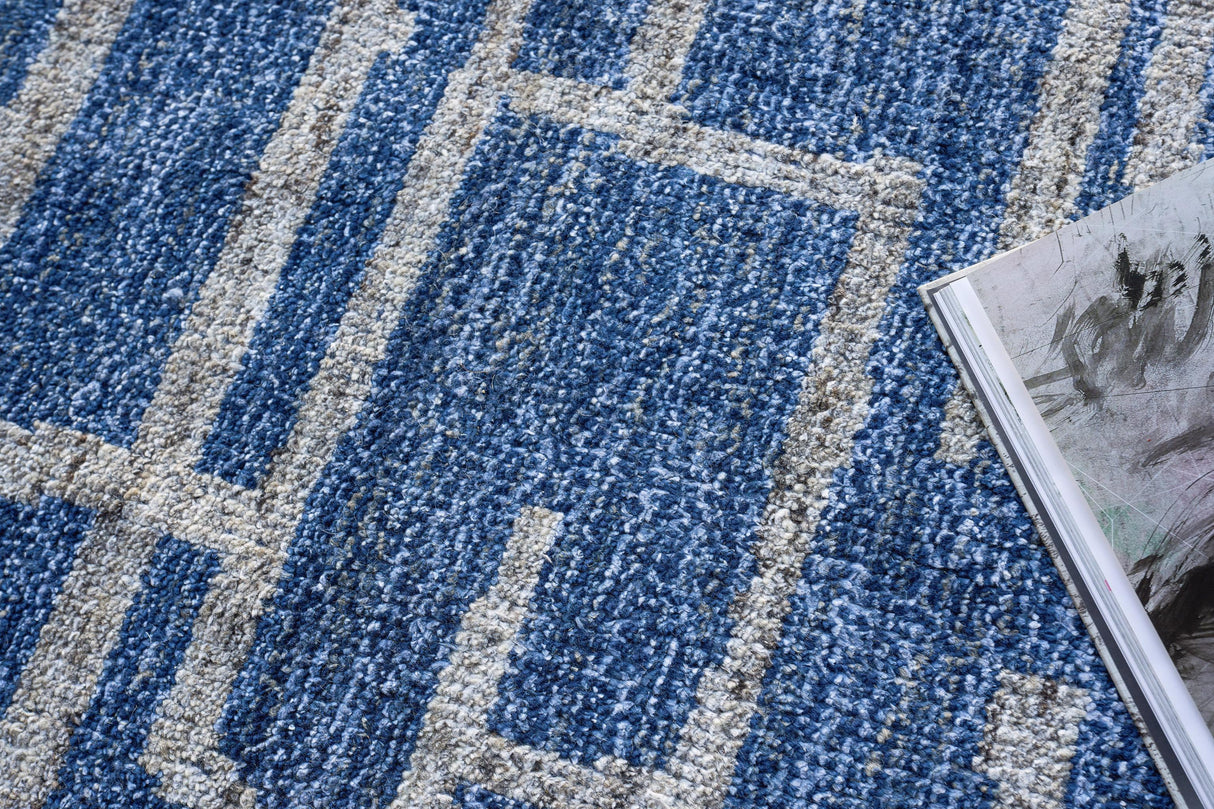 Exquisite Rugs Aldridge hand-knotted Wool/Bamboo Silk 4827 Blue/Gray 10' x 8' Area Rug