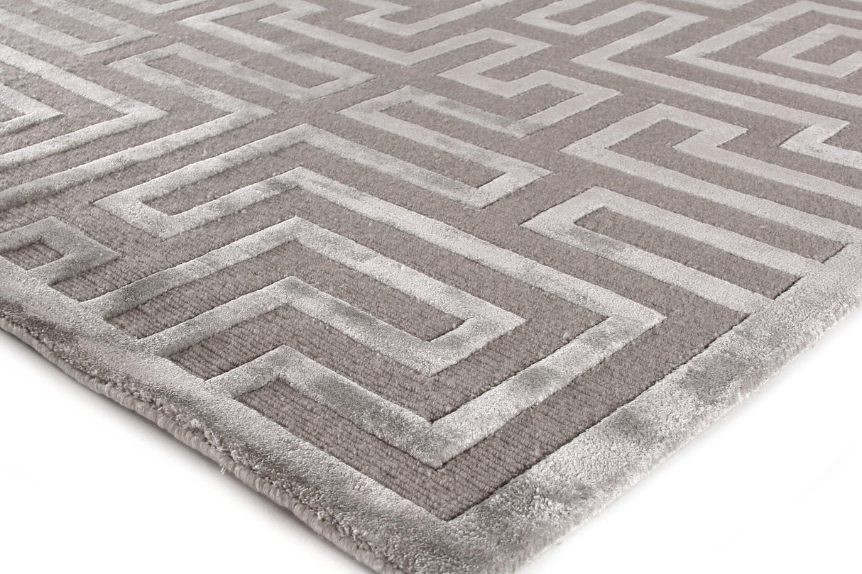 Exquisite Rugs Metro Velvet hand-knotted Wool/Viscose 5041 Silver 12' x 9' Area Rug