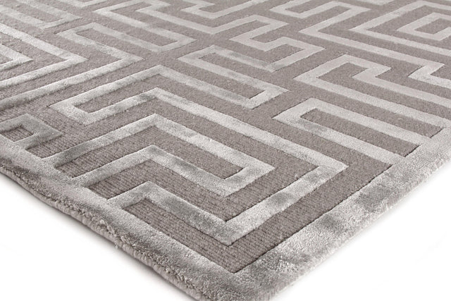 Exquisite Rugs Metro Velvet hand-knotted Wool/Viscose 5041 Silver 12' x 9' Area Rug