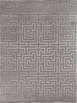 Exquisite Rugs Metro Velvet hand-knotted Wool/Viscose 5041 Silver 12' x 9' Area Rug
