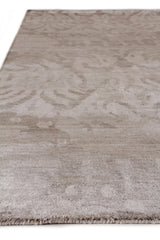 Exquisite Rugs Antique'd Silk hand-knotted Bamboo Silk 5066 Ivory/Silver 10' x 8' Area Rug