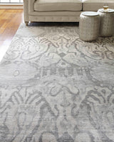 Exquisite Rugs Antique'd Silk hand-knotted Bamboo Silk 5066 Ivory/Silver 10' x 8' Area Rug