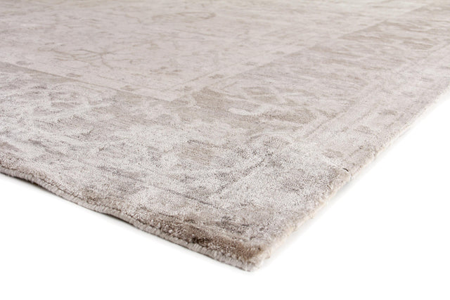 Exquisite Rugs Antique'd Silk hand-knotted Bamboo Silk 5067 Ivory/Silver 14' x 10' Area Rug