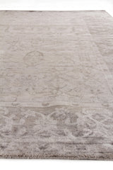 Exquisite Rugs Antique'd Silk hand-knotted Bamboo Silk 5067 Ivory/Silver 14' x 10' Area Rug