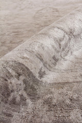 Exquisite Rugs Antique'd Silk hand-knotted Bamboo Silk 5067 Ivory/Silver 14' x 10' Area Rug