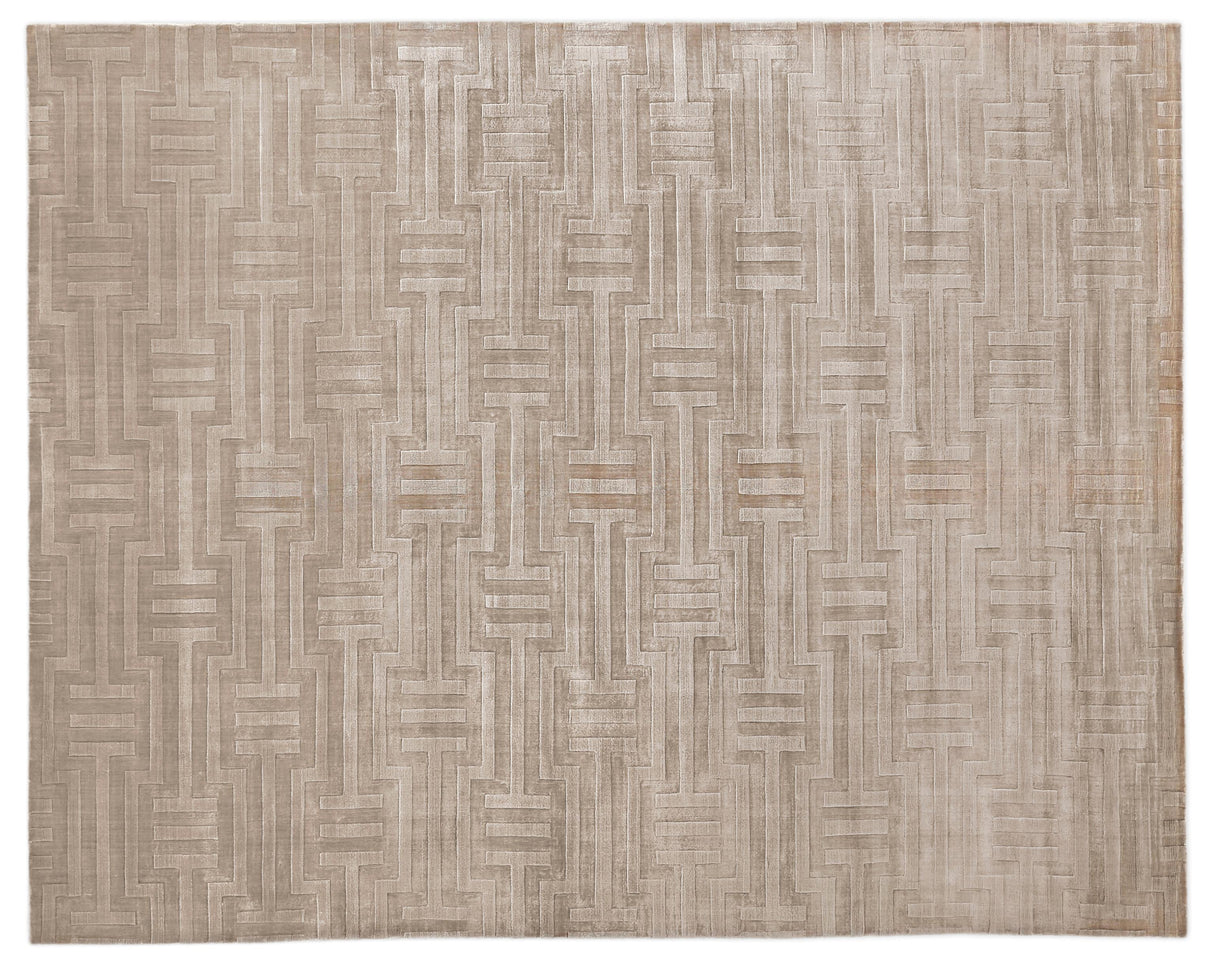 Exquisite Rugs Smooch Geo handloomed Bamboo Silk 5075 Beige 10' x 8' Area Rug