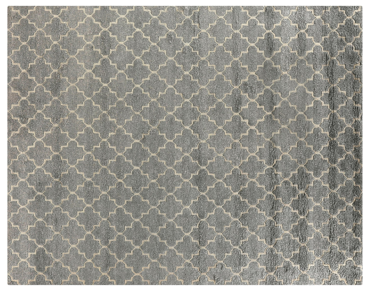 Exquisite Rugs Lux Look hand-knotted Bamboo Silk 5189 Silver 15' x 12' Area Rug