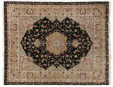 Exquisite Rugs Super Fine Tabriz hand-knotted New Zealand Wool 5412 Black/Ivory 12' x 9' Area Rug