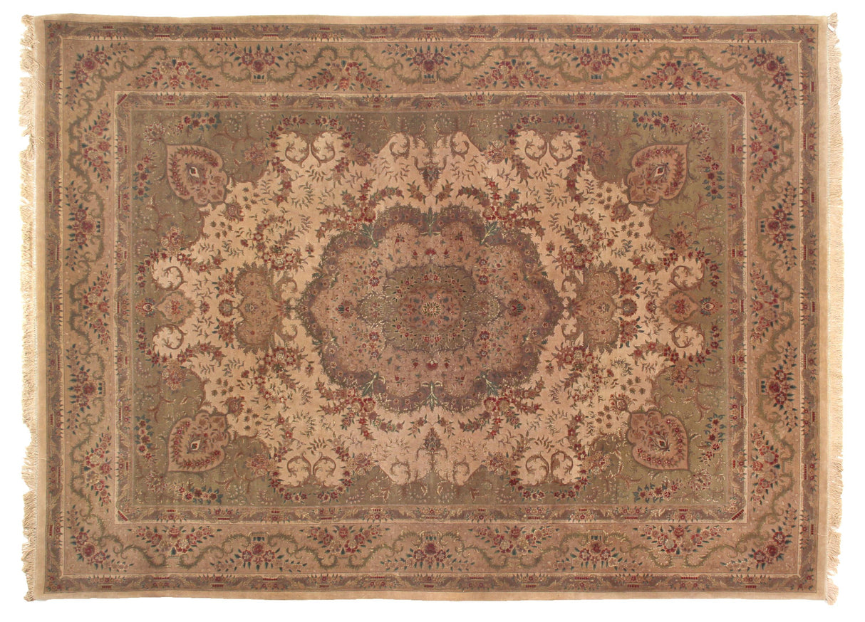 Exquisite Rugs Super Fine Tabriz hand-knotted New Zealand Wool 5416 Ivory 10' x 8' Area Rug