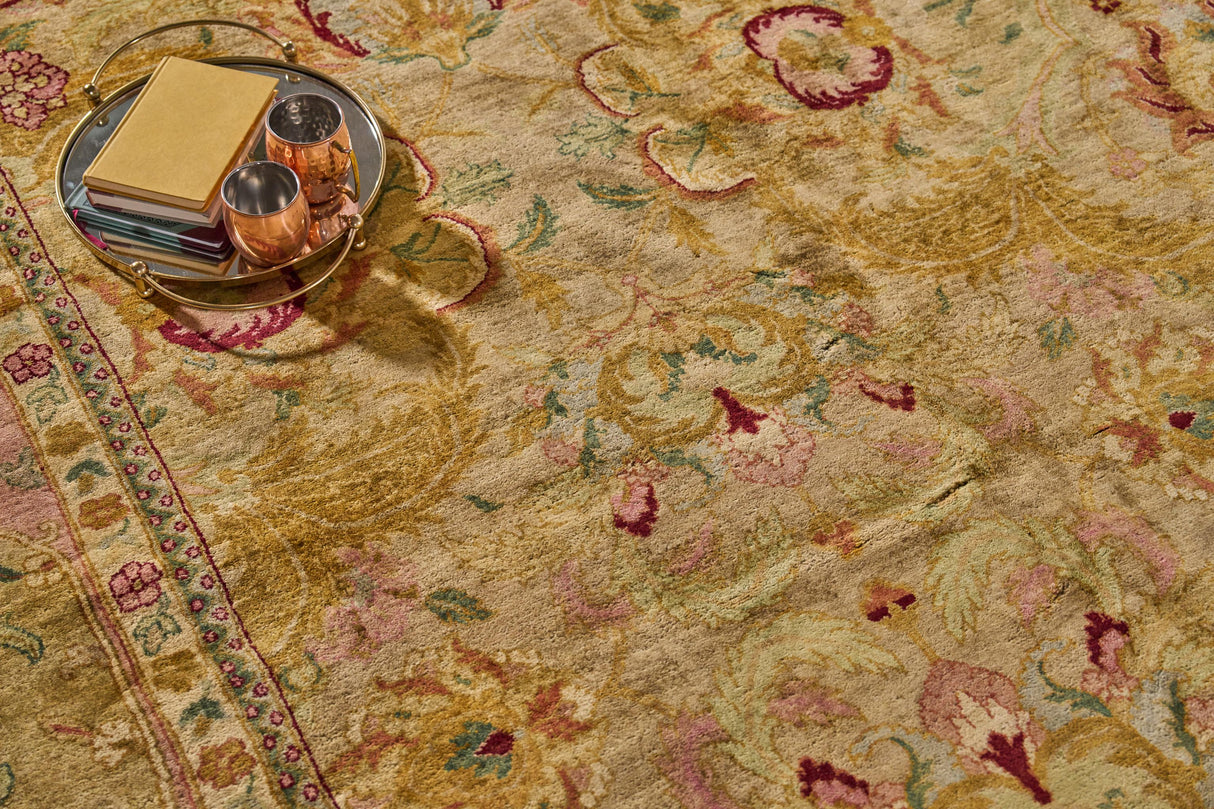 Exquisite Rugs Polonaise hand-knotted New Zealand Wool 5421 Beige/Peach 17' x 11.5' Area Rug