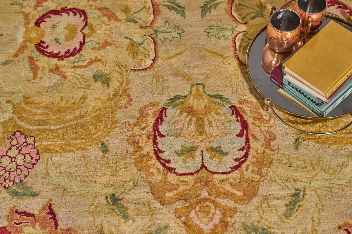 Exquisite Rugs Polonaise hand-knotted New Zealand Wool 5421 Beige/Peach 17.5' x 14' Area Rug