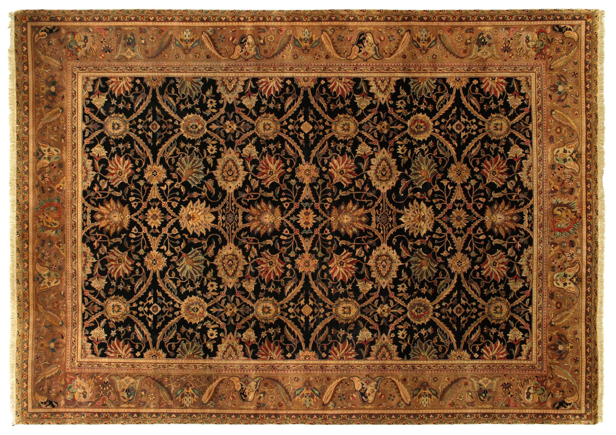 Exquisite Rugs Super Fine Tabriz hand-knotted New Zealand Wool 5432 Black/Gold 15' x 12' Area Rug
