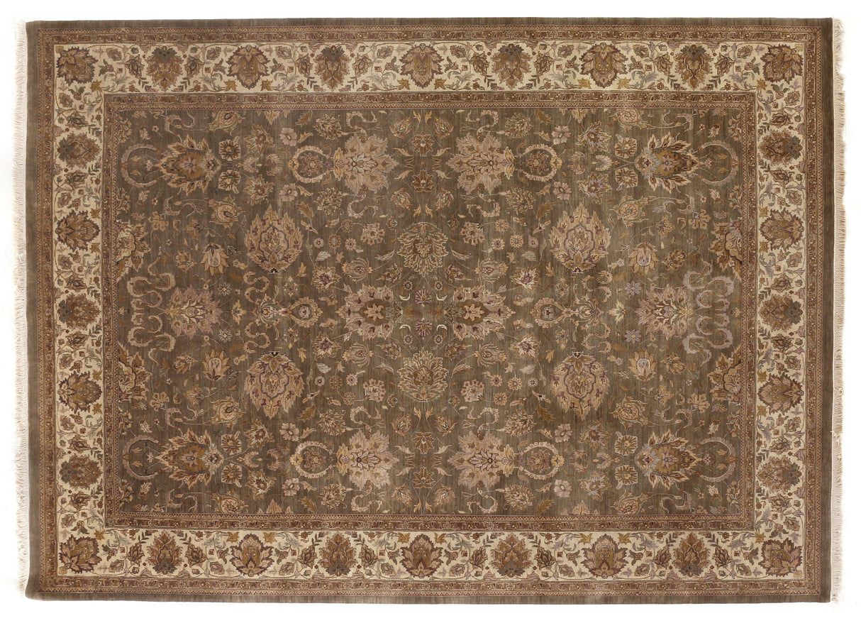 Exquisite Rugs Intricate Agra hand-knotted New Zealand Wool 5585 Light Green/Beige 18' x 12' Area Rug