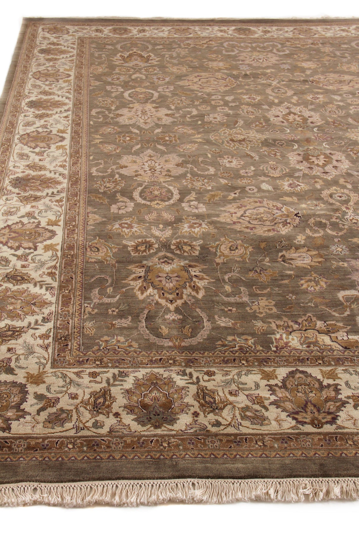 Exquisite Rugs Intricate Agra hand-knotted New Zealand Wool 5585 Light Green/Beige 18' x 12' Area Rug
