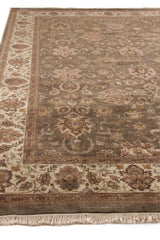 Exquisite Rugs Intricate Agra hand-knotted New Zealand Wool 5585 Light Green/Beige 18' x 12' Area Rug