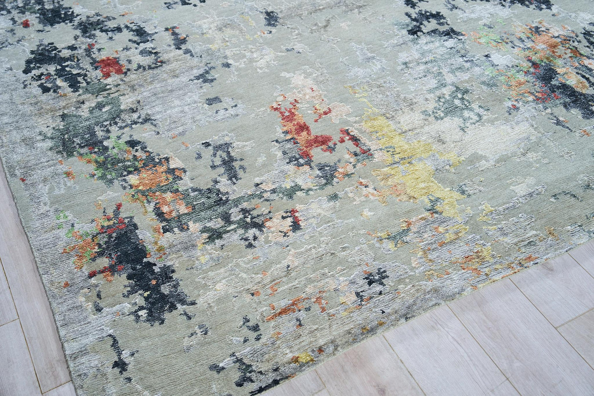 Exquisite Rugs Cosmo hand-knotted Wool/Bamboo Silk 5718 Silver/Multi 10' x 8' Area Rug