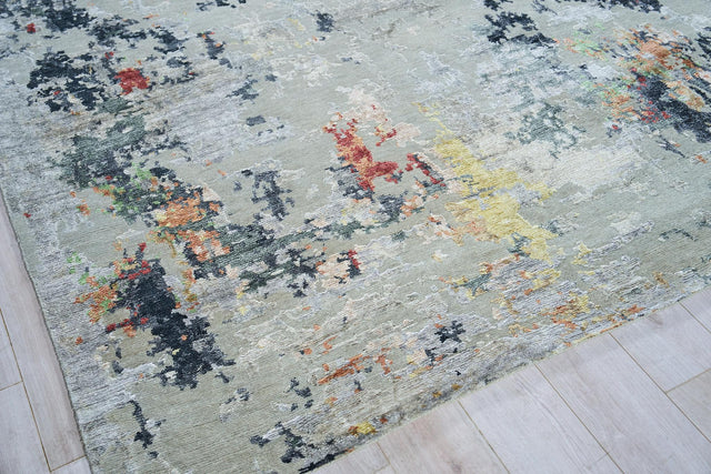 Exquisite Rugs Cosmo hand-knotted Wool/Bamboo Silk 5718 Silver/Multi 10' x 8' Area Rug