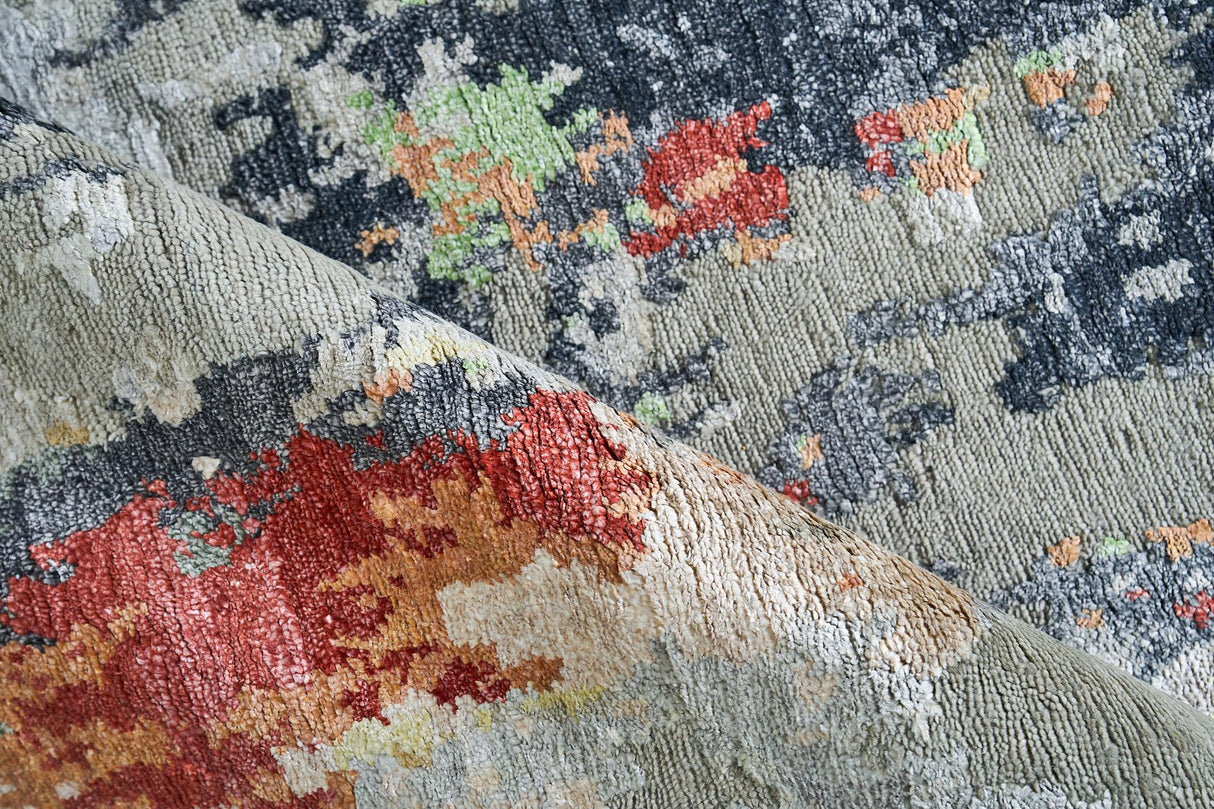 Exquisite Rugs Cosmo hand-knotted Wool/Bamboo Silk 5718 Silver/Multi 10' x 8' Area Rug