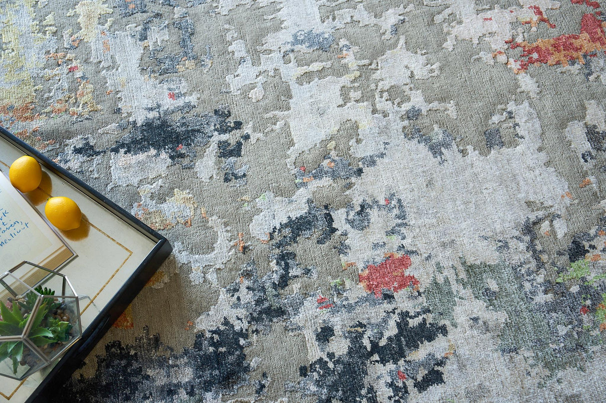 Exquisite Rugs Cosmo hand-knotted Wool/Bamboo Silk 5718 Silver/Multi 10' x 8' Area Rug