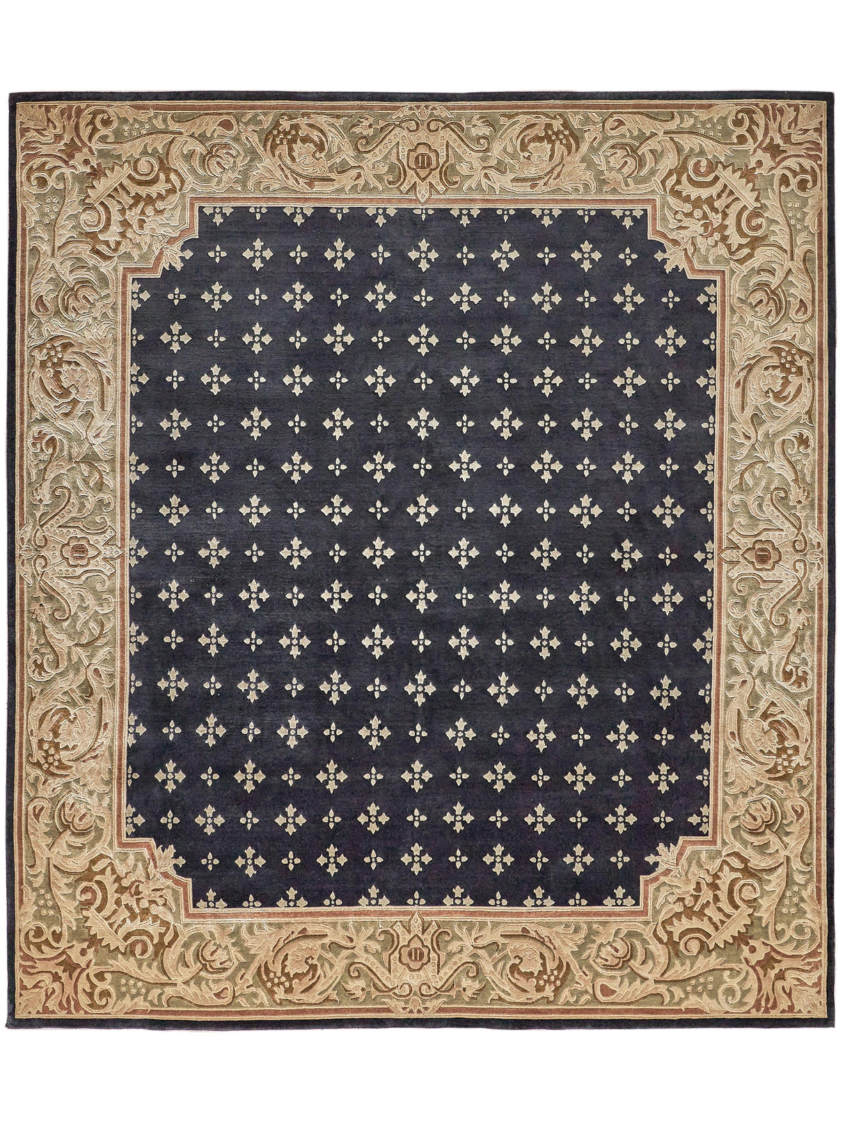 Exquisite Rugs Contemporary hand-knotted New Zealand Wool 5795 Black/Green 10' x 9' Area Rug