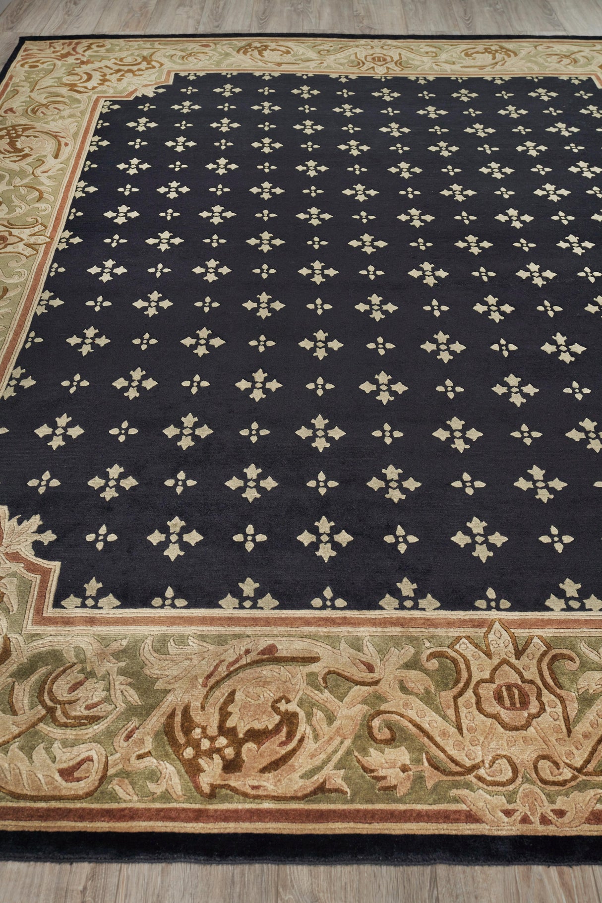 Exquisite Rugs Contemporary hand-knotted New Zealand Wool 5795 Black/Green 10' x 9' Area Rug