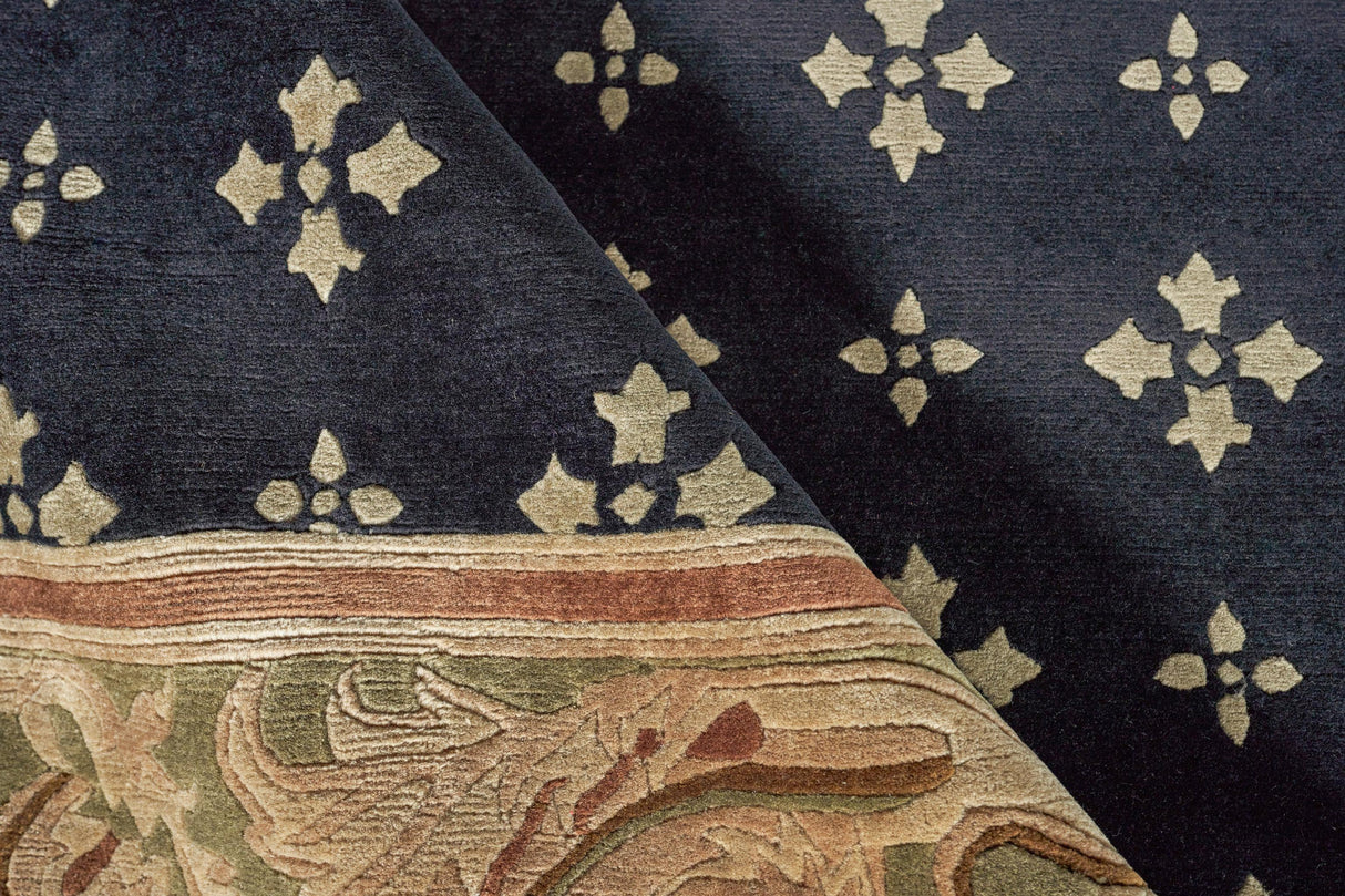 Exquisite Rugs Contemporary hand-knotted New Zealand Wool 5795 Black/Green 10' x 9' Area Rug