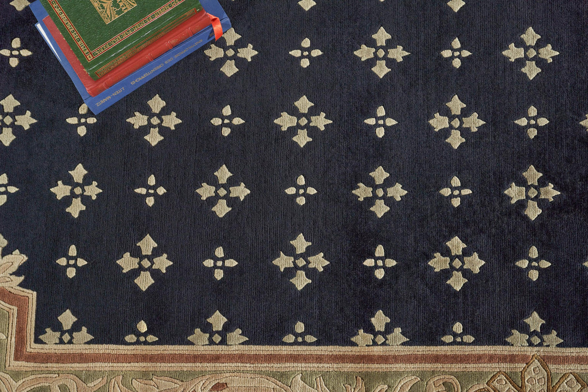 Exquisite Rugs Contemporary hand-knotted New Zealand Wool 5795 Black/Green 10' x 9' Area Rug