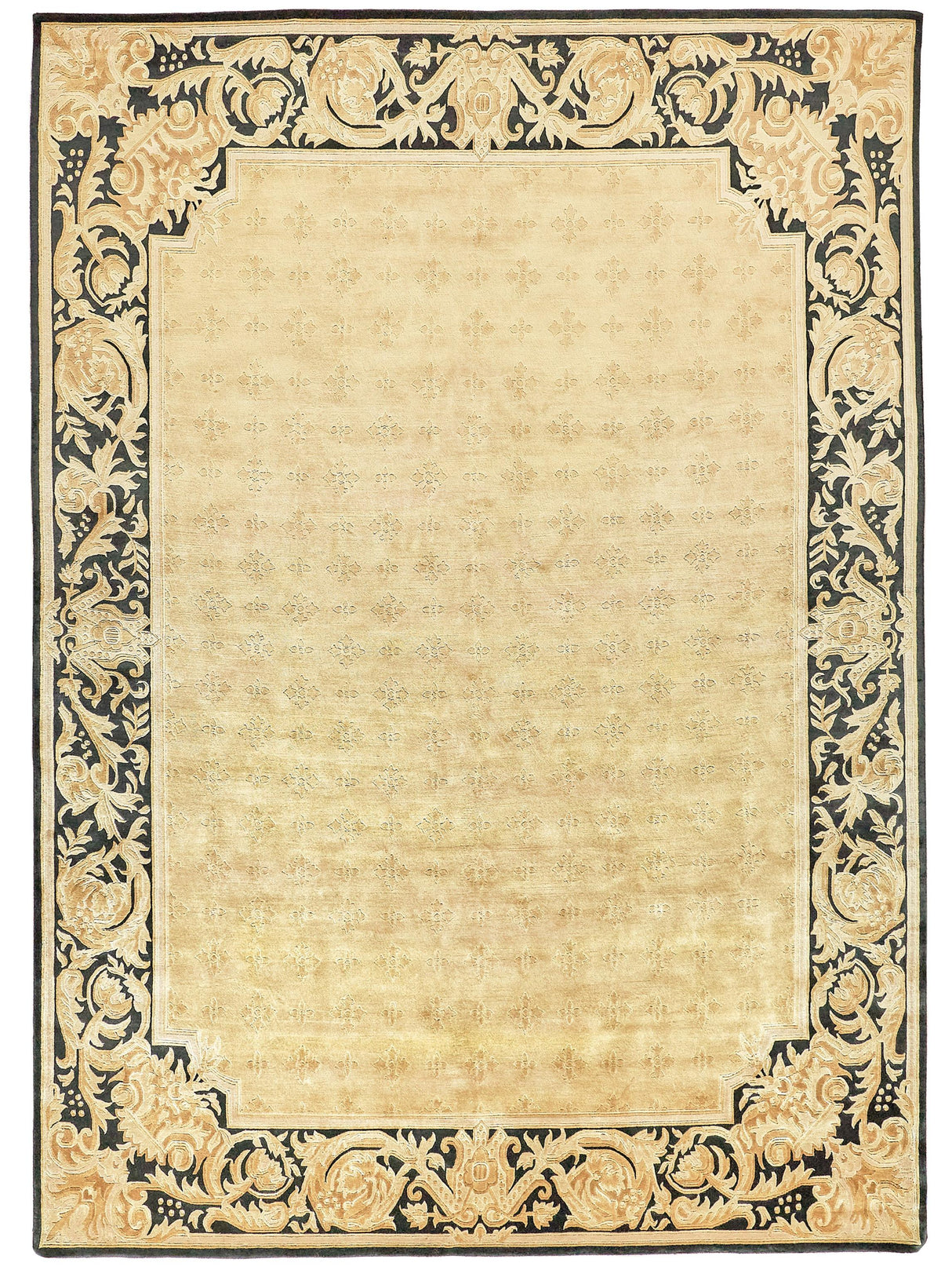 Exquisite Rugs Super Tibetan hand-knotted Wool/Bamboo Silk 5854 Gold/Black 12' x 9' Area Rug