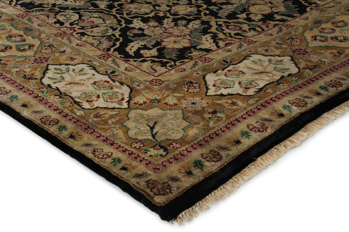 Exquisite Rugs Polonaise hand-knotted New Zealand Wool 5857 Black/Peach 18' x 14' Area Rug