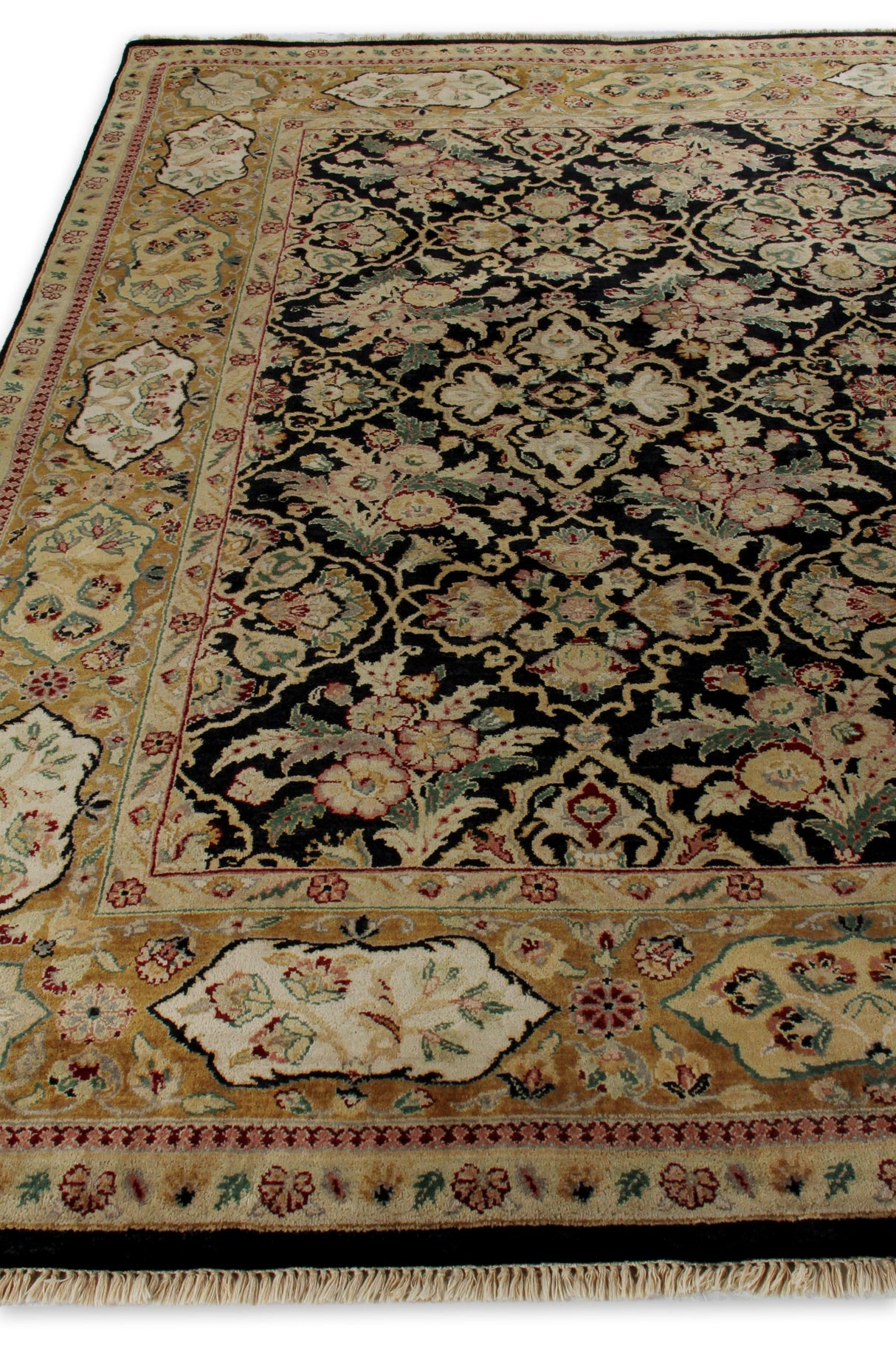 Exquisite Rugs Polonaise hand-knotted New Zealand Wool 5857 Black/Peach 18' x 14' Area Rug