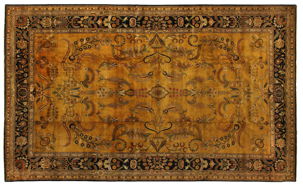 Exquisite Rugs Antique Weave Mohajeran hand-knotted New Zealand Wool 5881 Gold/Black 20' x 15' Area Rug