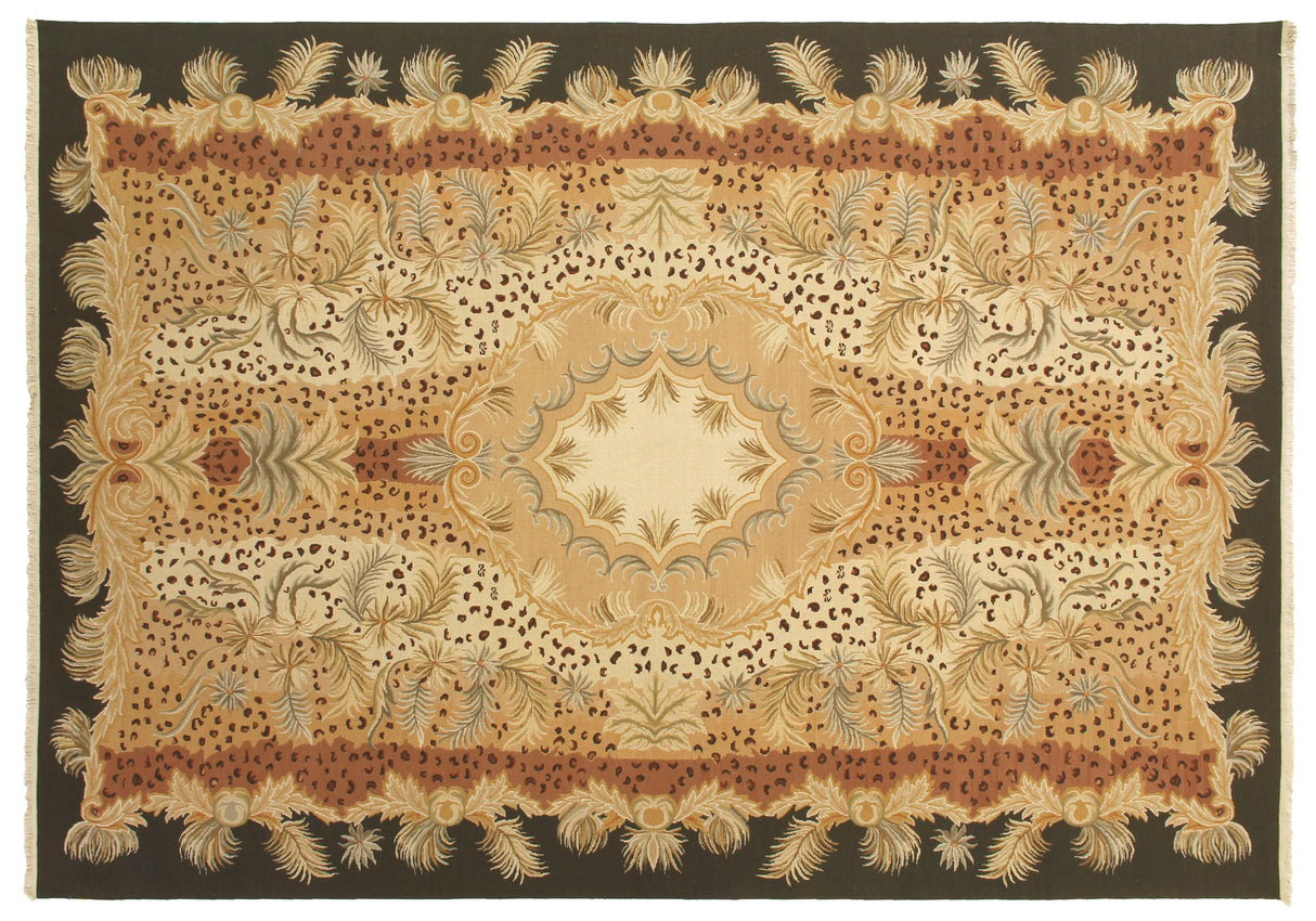 Exquisite Rugs Jungle flatweave New Zealand Wool 6053 White/Beige 6' x 6' Area Rug