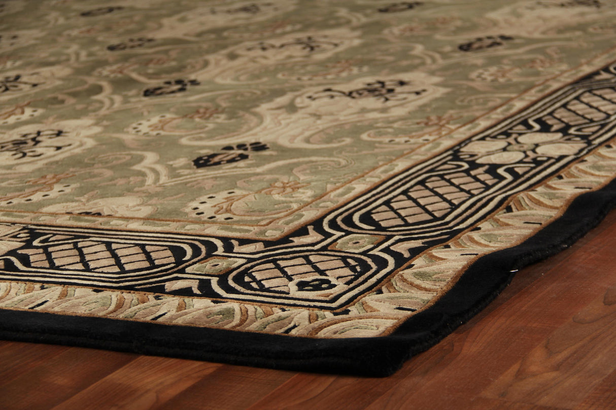 Exquisite Rugs Contemporary hand-knotted New Zealand Wool 6272 Green 15' x 12' Area Rug