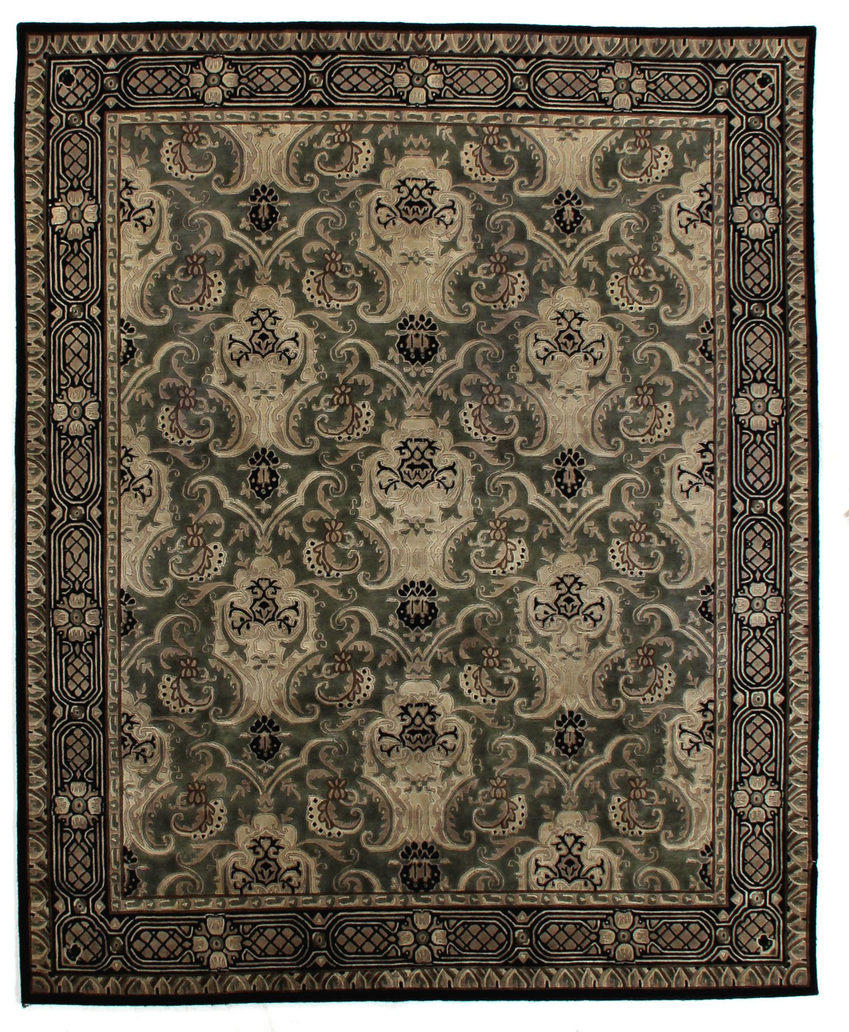 Exquisite Rugs Contemporary hand-knotted New Zealand Wool 6272 Green 15' x 12' Area Rug