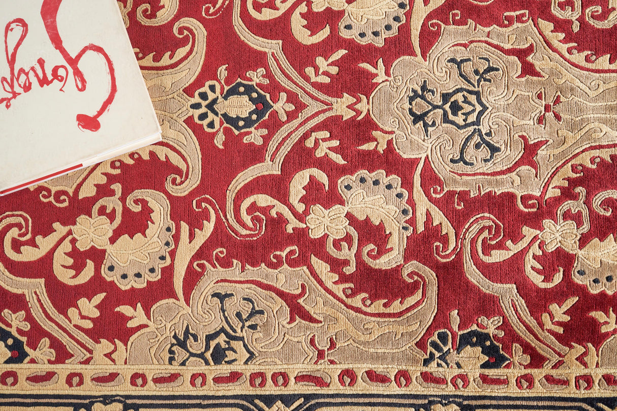 Exquisite Rugs Contemporary hand-knotted New Zealand Wool 6273 Burgundy 10' x 8' Area Rug