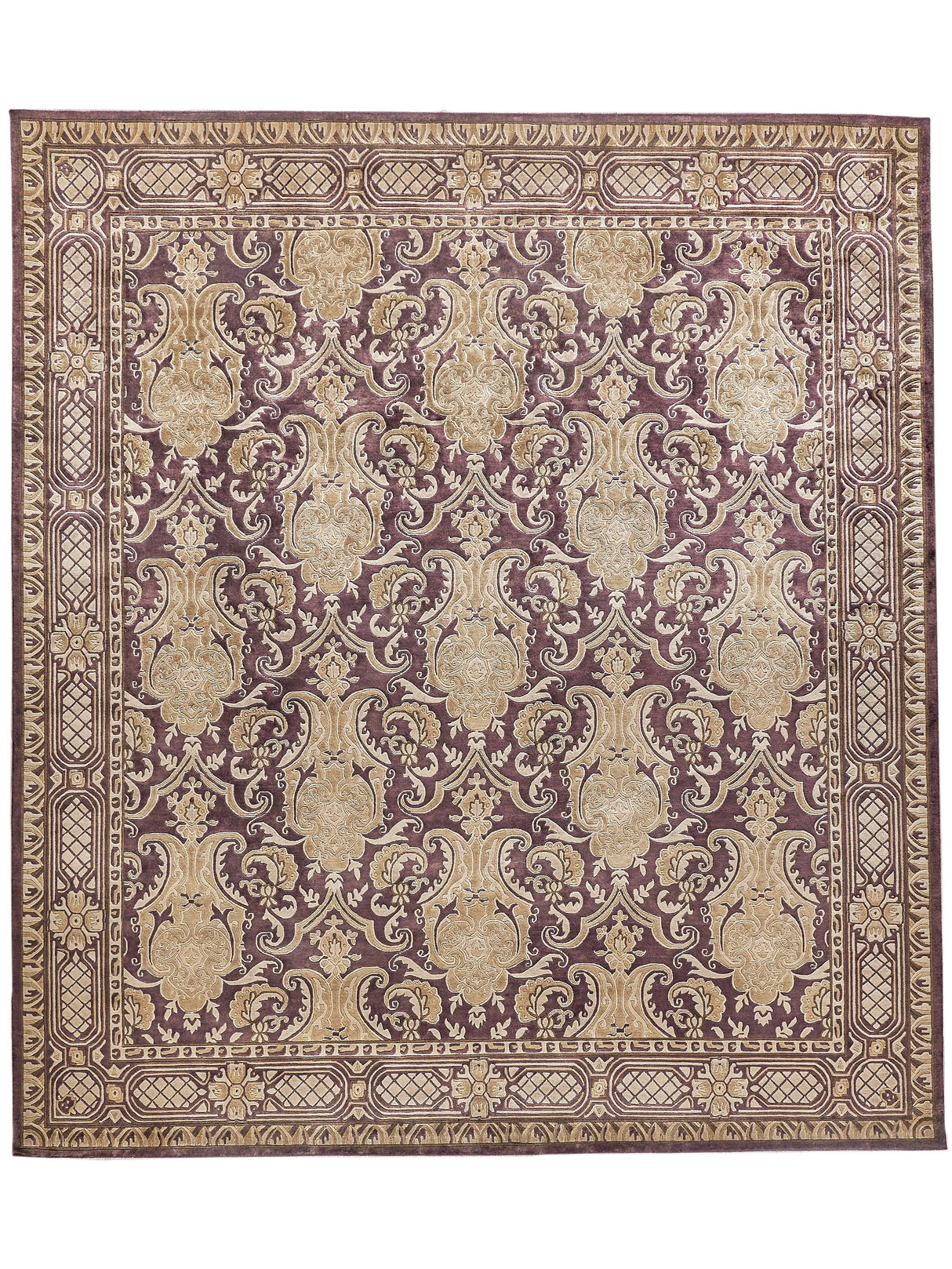 Exquisite Rugs Contemporary hand-knotted New Zealand Wool 6274 Eggplant 6' x 6' Area Rug