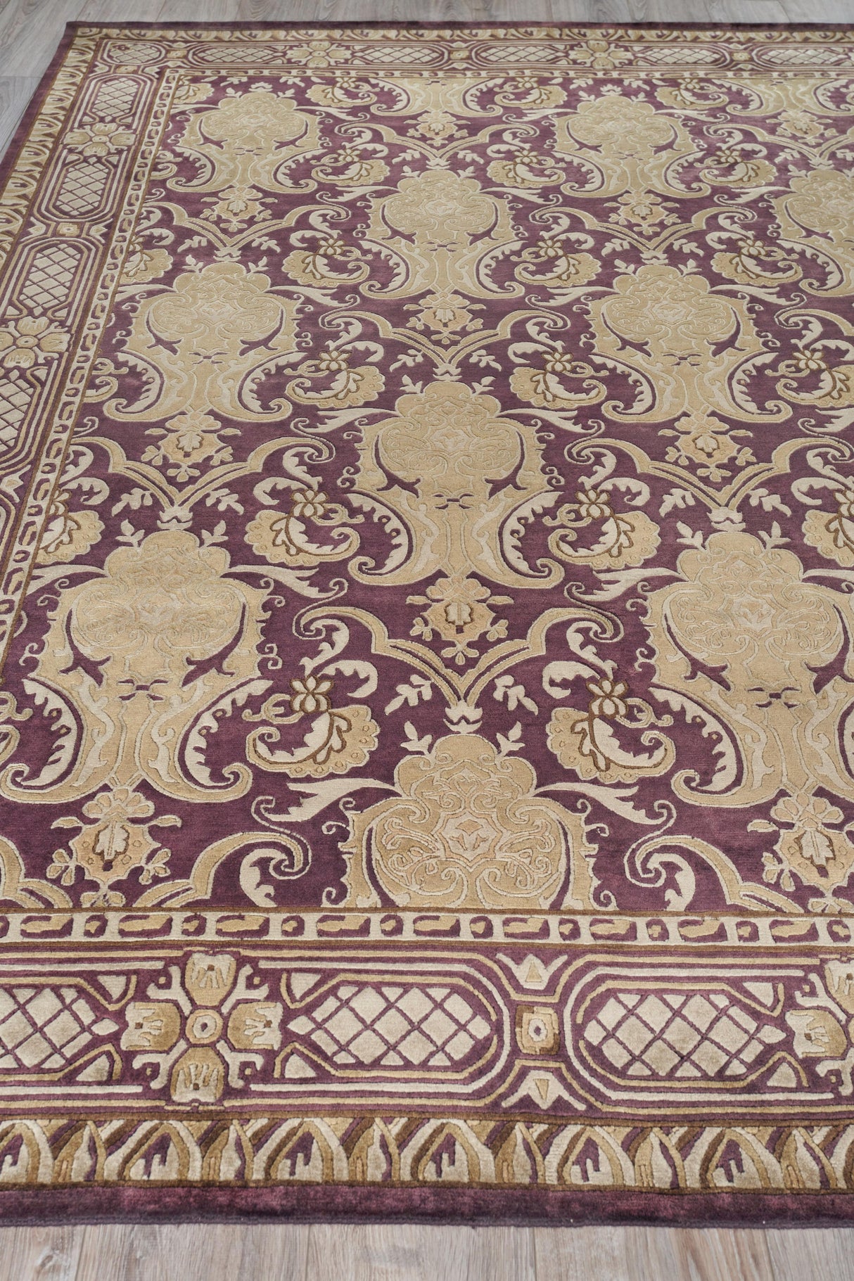 Exquisite Rugs Contemporary hand-knotted New Zealand Wool 6274 Eggplant 6' x 6' Area Rug