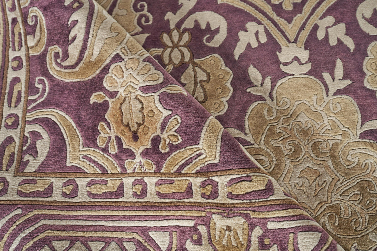 Exquisite Rugs Contemporary hand-knotted New Zealand Wool 6274 Eggplant 6' x 6' Area Rug