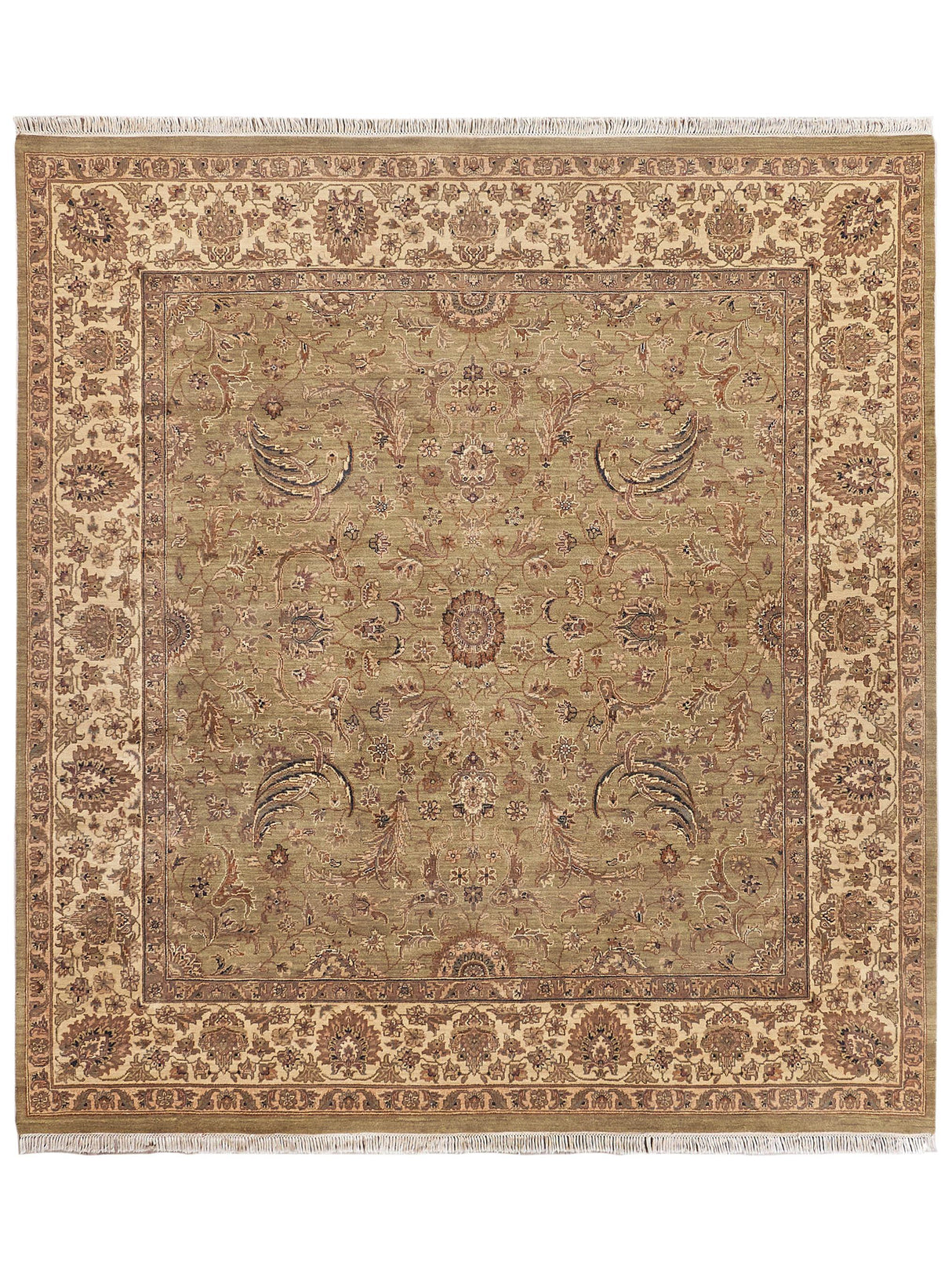 Exquisite Rugs Moghul hand-knotted New Zealand Wool 6420 Light Green/Gold 10' x 9' Area Rug