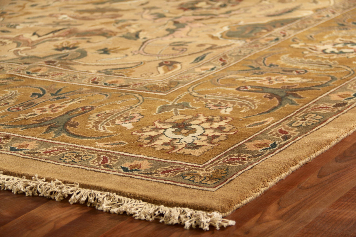 Exquisite Rugs Moghul hand-knotted New Zealand Wool 6497 Maize/Gold 10' x 9' Area Rug